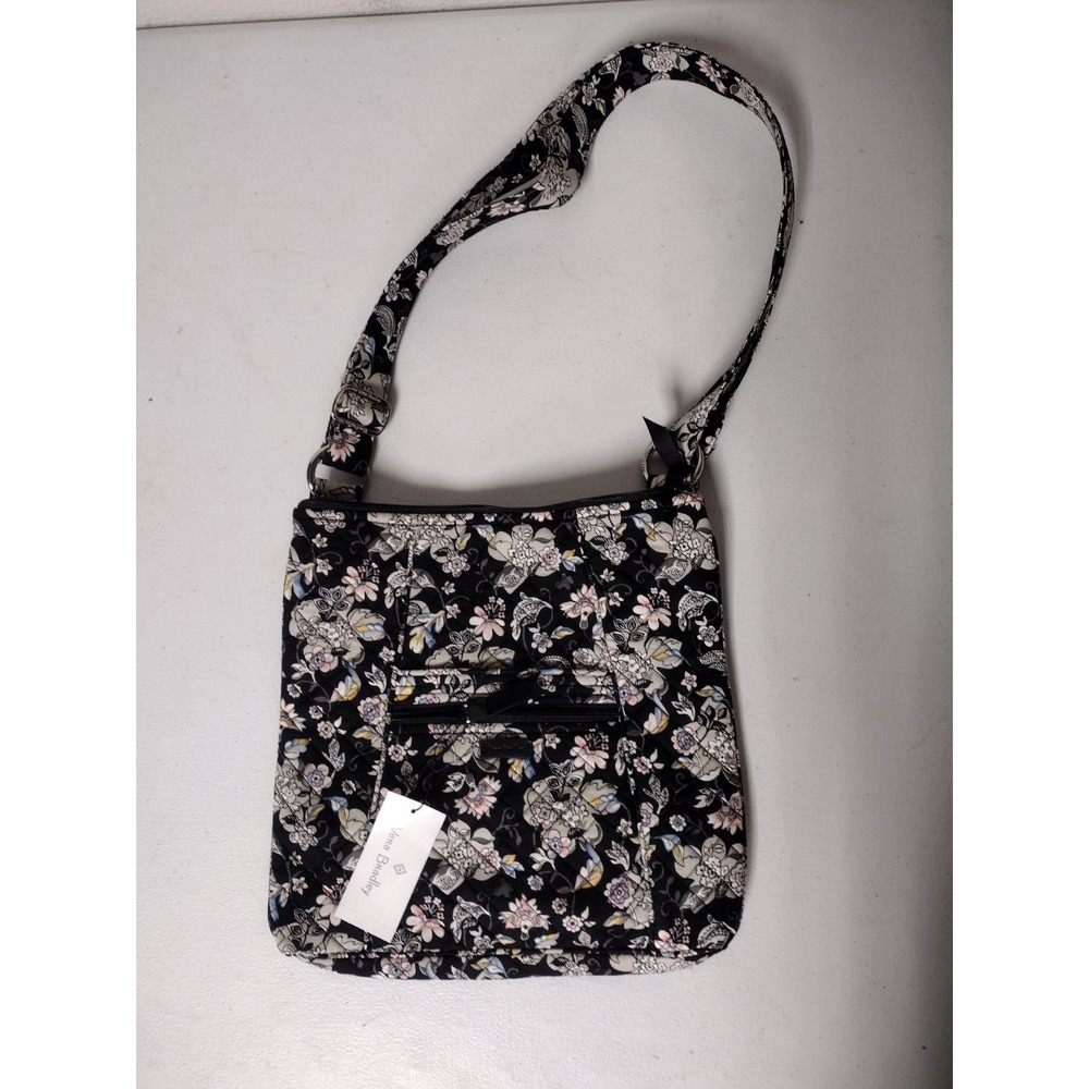 Vera Bradley Zip Top Hipster Crossbody Bag Holland Garden Floral Black NEW